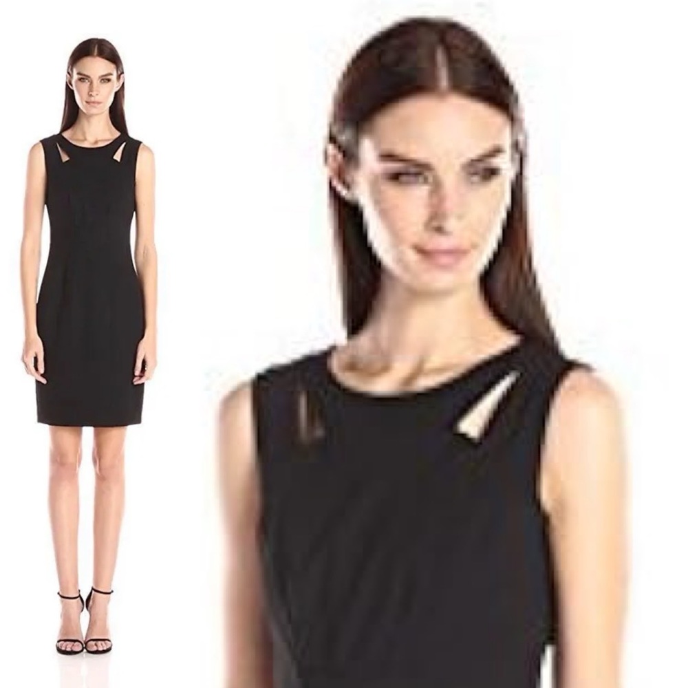 NYDJ Luciana Oragami Seam Fitted Cutout Sheath Dress Built In Smoothing Control